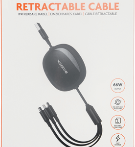 XSSIVE 3IN1 RETRACTABLE FAST CHARGING CABLE XSS-3IN1DESK2B - BLACK