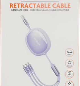 XSSIVE 3IN1 RETRACTABLE FAST CHARGING CABLE XSS-3IN1DESK2P - PURPLE