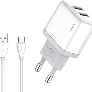 XSSIVE DUO USB CHARGER+CABLE USB-C 2.1A XSS-AC54-C - WHITE