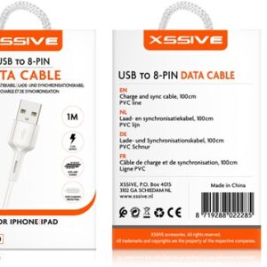 XSSIVE USB CABLE FOR IPHONE 1M XSS-PVC100L - BLACK