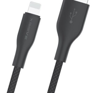 XSSIVE TPE BRAIDED CABLE FOR IPHONE 30CM XSS-TPEBR30L - BLACK