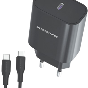 XSS-AC66NB CC 25W PD CHARGER+ C-C CABLE - BLACK