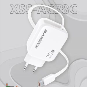 XSSIVE 20W PD GAN FAST CHARGER WITH RETRACTABLE USB-C CABLE XSS-AC78C