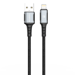 XSSIVE BRAIDED USB-A TO 8-PIN CABLE 1M XSS-BR-AL-B-1M - BLACK