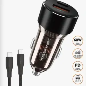 XSSIVE 60W PD FAST CAR CHARGER WITH C-C CABLE XSS-CC40N CC