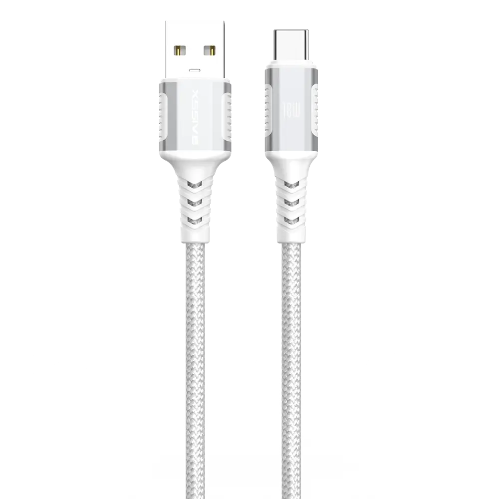 XSSIVE BRAIDED 120W/6A USB-A TO USB-C CABLE XSS-BR-AC-W 1M 120W - WHITE