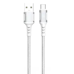 XSSIVE BRAIDED 120W/6A USB-A TO USB-C CABLE XSS-BR-AC-W 2M 120W - WHITE
