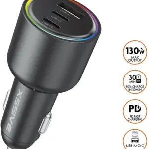 XSSIVE 130W ULTRA FAST CAR CHARGER XSS-CC50 (2X USB-C+1-USB-A)