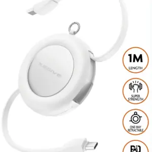XSSIVE 240W USB-C TO USB-C RETRACTABLE CABLE XSS-RTCC-1M – WH – WHITE