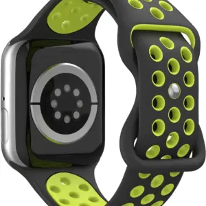 XSSIVE HONEYCOMB SILICONE WATCH STRAP FOR iWATCH 44/45/46/49MM - BLACK/GREEN